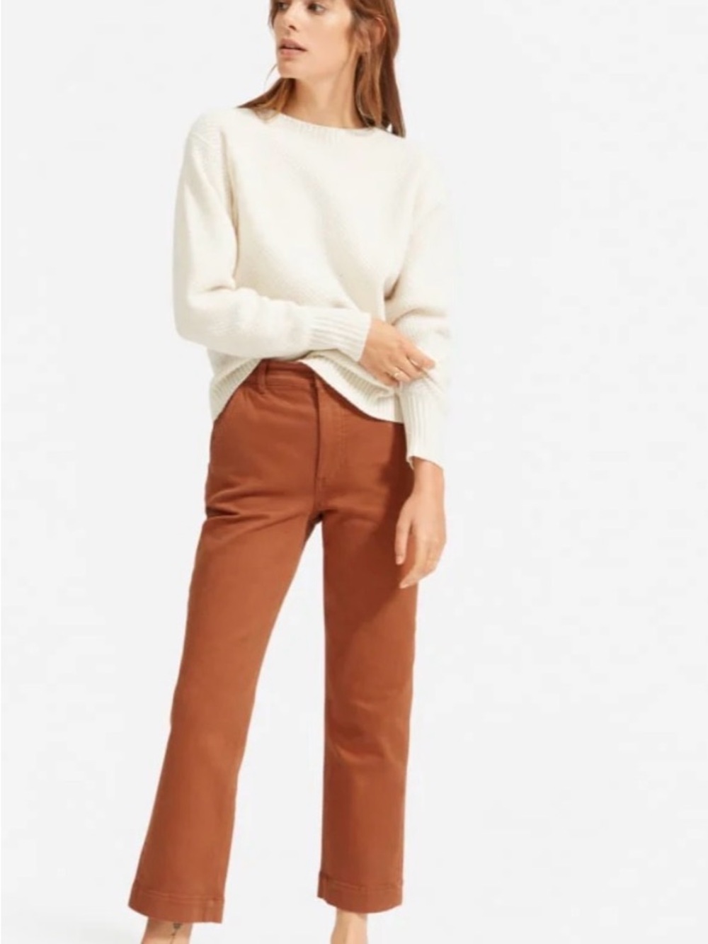 Everlane Ankle-Length Straight Leg Pants in cocoa